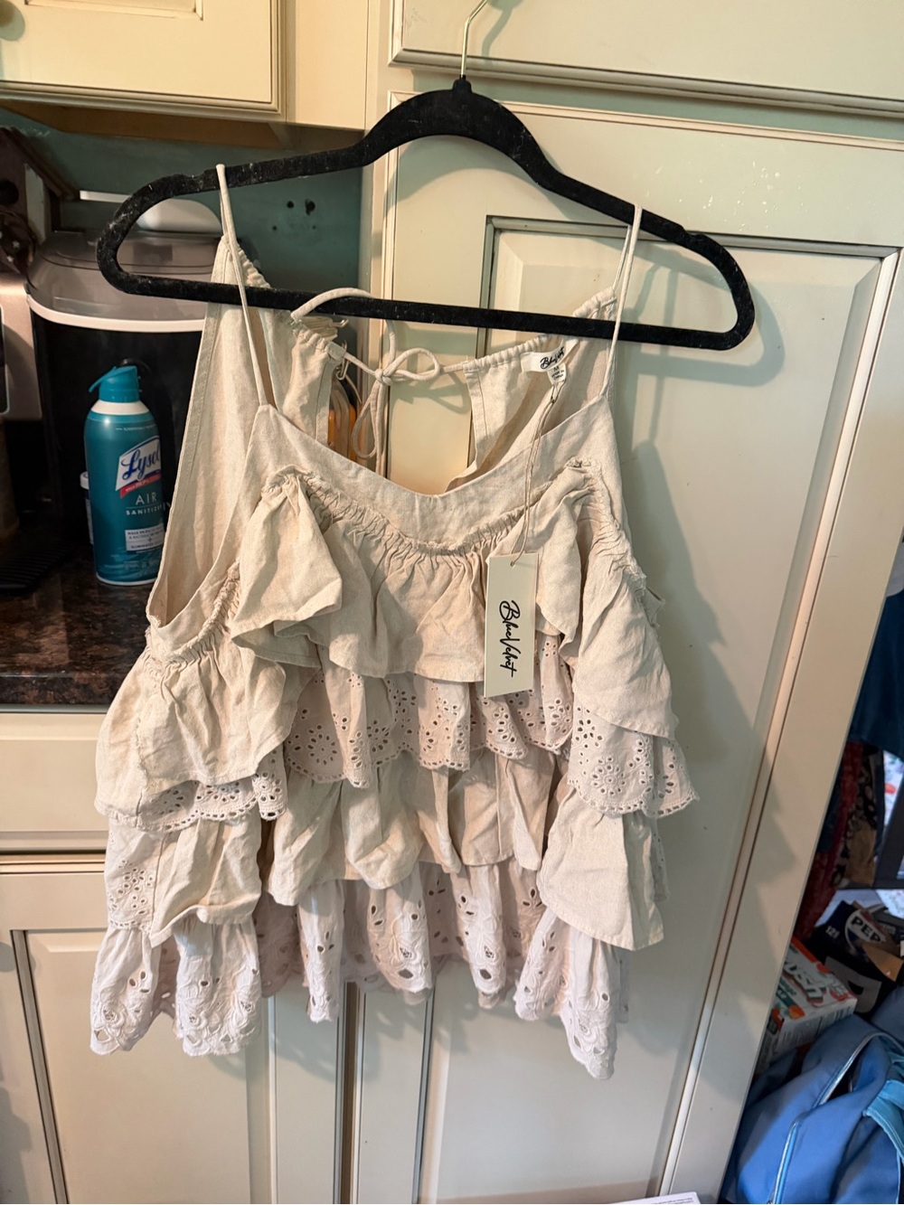 Eyelet Tiered Ruffle Camisole in Cream by BOLD LIGHT